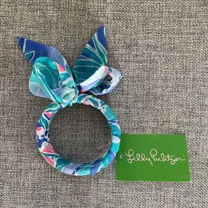 Lilly Pulitzer Fabric Wrapped Bangle Bracelet Bennet Blue Celestial Seas